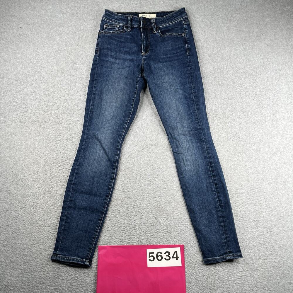 Gap Curvy True Skinny Denim Jeans Womens 25 Regular Blue Distressed